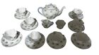 Antique Shelley England Tea Pot Cup Saucer Sugar Creamer Set Fine Bone China