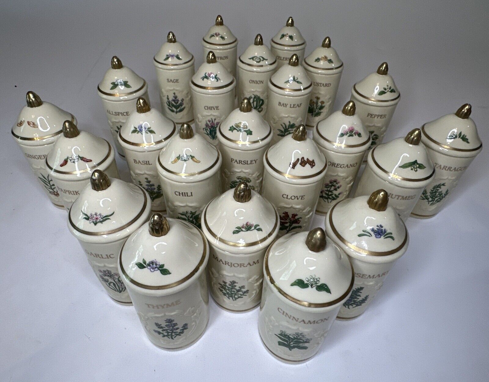 Lenox Spice Garden Jars Vintage 1992 Porcelain Lot Of 23 See Photos Description