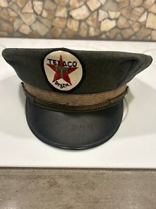Vintage Lot Texaco Service Station Attendant Hat Garrison Green Size 7-1/4