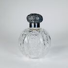 Antique English Cut Glass Perfume Bottle and Sterling Silver Chased Lid, c. 1897