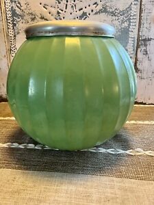 New ListingAntique Vintage Hoosier Sellers Green Pumpkin Jar With Lid RARE AND HARD TO FIND