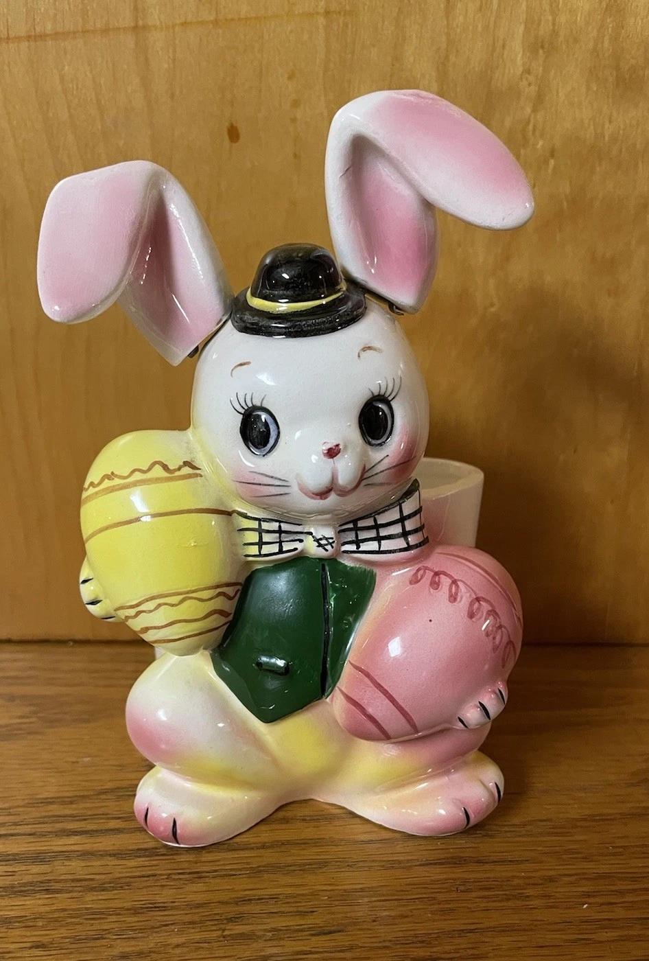 ? Ultra Rare Vintage Dickson Easter Bunny Planter Removable Ears Eggs Hat Vest