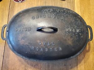 Griswold #7 LB Logo Oval Roaster Cast Iron p/n 647 With Grate And Lid