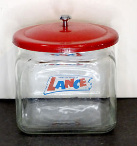 Vintage LANCE Cracker Peanut COUNTERTOP Glass ADVERTISING Display Jar METAL LID