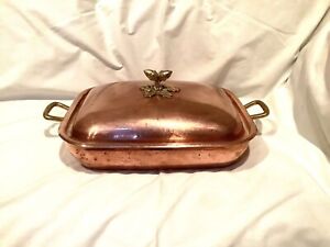 Vintage Ruffoni Historia Rectangular Roaster 5.5 quart solid hammered copper