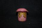 BEAUTIFUL VICTORIAN PINK GOLD DECORATED ART GLASS HAT TOOTHPICK HOLDER 1880'S