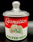 Antique Vintage Carnation Malted Milk Advertising Milk Canister & Lid ???