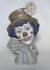 Vintage Lladro # 5542 Melancholy Clown Bust with Flower Hat - no box