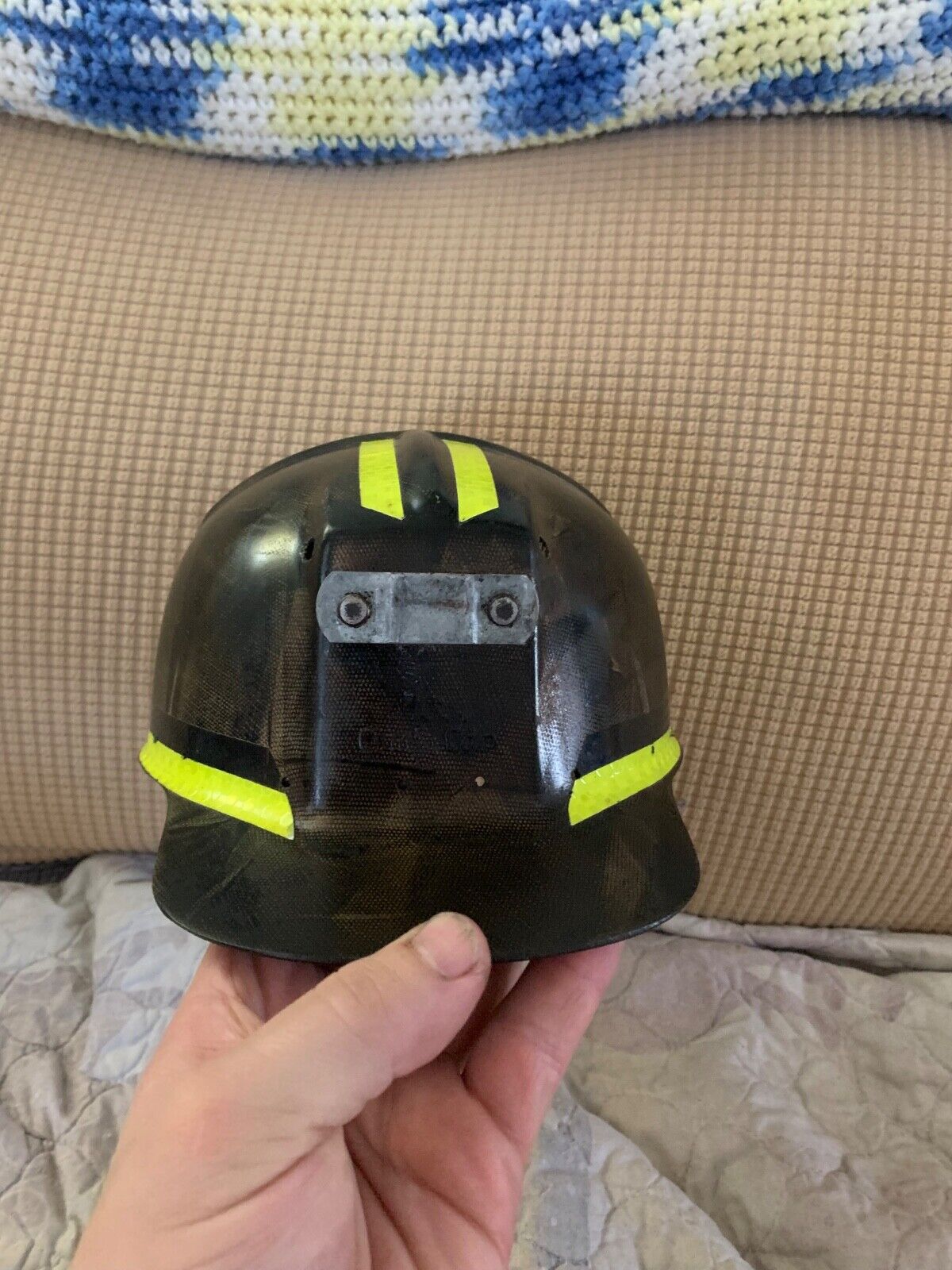 Nice Vintage MSA Comfo-Cap Tiger Stripe Low Vein Mining Miners Helmet Hard Hat