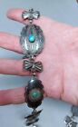 Vintage Navajo Sterling Silver and Turquoise Concho Belt or Hat Band