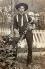 Antique Cabinet Card Photograph Handsome Man Cowboy Cigar Hat Sexy Debonair Wood