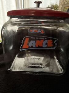 Vintage LANCE Cracker Peanut COUNTERTOP Glass ADVERTISING Display Jar METAL LID