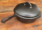 Griswold Cast Iron Hammered Chicken Fryer with Matching Hinged Lid