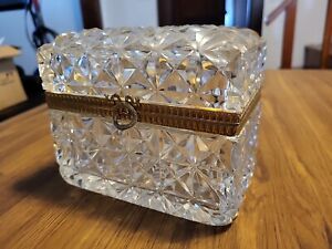 Vintage Baccarat French Cut Crystal Jewelry Domed Lid Casket Trinket Box