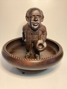 ANTIQUE SWISS MAN W/ TYROLEAN HAT STANDING NUTCRACKER Wooden Black Forest c.1946