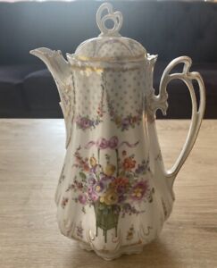 Dresden Franziska Hirsch Hand Painted Basket Of Flowers And Gold Design Tea Pot