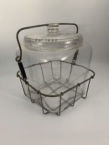 VERY SCARCE TO RARE, GILBERT'S BUTTER JAR WITH ELABORATE CLOSURE/CARRIER - 1895