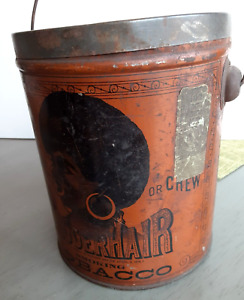 Vintage B Leidersdorf Co. Not Bigger Hair Tobacco Tin Can Pail-Original Lid