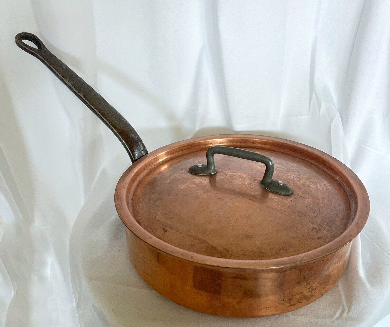 Matfer Bourgeat #28 11” Copper Sauté Pan W/lid Vtg France