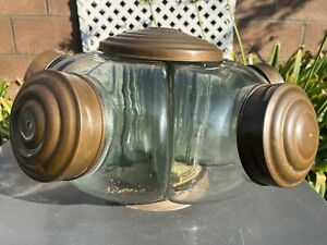 Vintage Glass Candy Jars Carousel 5 Jars With Copper Lids