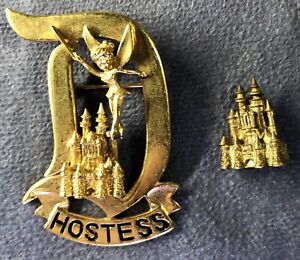 Vintage Disney Disneyland WDP Tinker Bell VIP Guide Hostess Pin & Hat Pin 1970s
