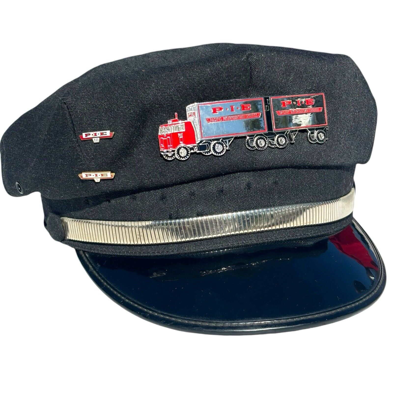 Vintage 1950s Pacific Intermountain Express PIE Truck Driver Uniform Hat & Badge