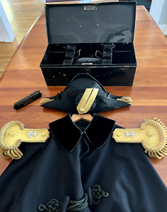 Vintage US Naval Officer's BiCorn Hat, Epaulettes in original box, + Wool Cape