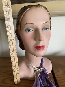 Vintage 1930s-40's Lady Mannequin Head Bust Store Counter Display Millinery Hats