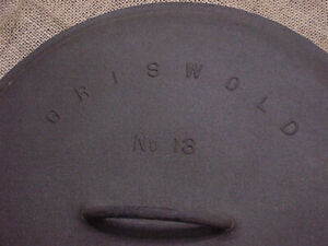 Griswold Slant letter Cast Iron #13 Tite Top Baster Dutch Oven LID - A2637 Rare