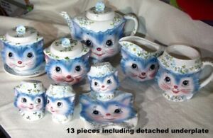 Vtg. Lefton Miss Priss Teapot Mug Sugar Bowl Cream Pitcher Salt Pepper +++Japan