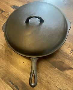 Griswold #12 Cast Iron Skillet With Lid, Big Block Logo Heat Ring, Restored