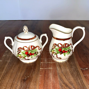 TIFFANY HOLIDAY Creamer & Sugar Bowl Set RARE VINTAGE Tiffany & Co JAPAN 1999