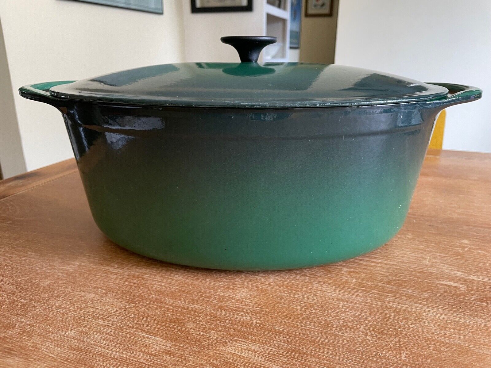 Vintage 1980s Le Creuset Cousances 9.5 Qt #35 Green Oval Cast Iron Dutch Oven