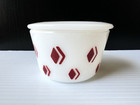Vtg Mckee Red Diamond Check 4” Round Canister Milk Glass 10oz Art Deco RARE VHTF