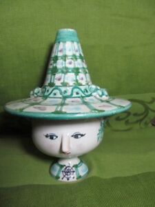 Vintage Bjorn Wiinblad Denmark Pottery Lady with Hat Cup