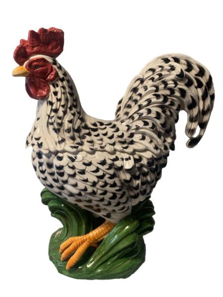 Fitz & Floyd Rooster Soup Tureen Ladle 17" Poulet Black White 1992 Vintage Farm