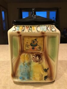 RARE! 1950s American Bisque Sandman Cookie Jar w/ Clown Flasher