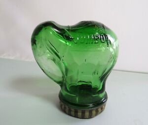 Vintage JUMBO Peanut Butter Green Glass ELEPHANT Jar w/ Lid 3-1/2oz NOT REPRO