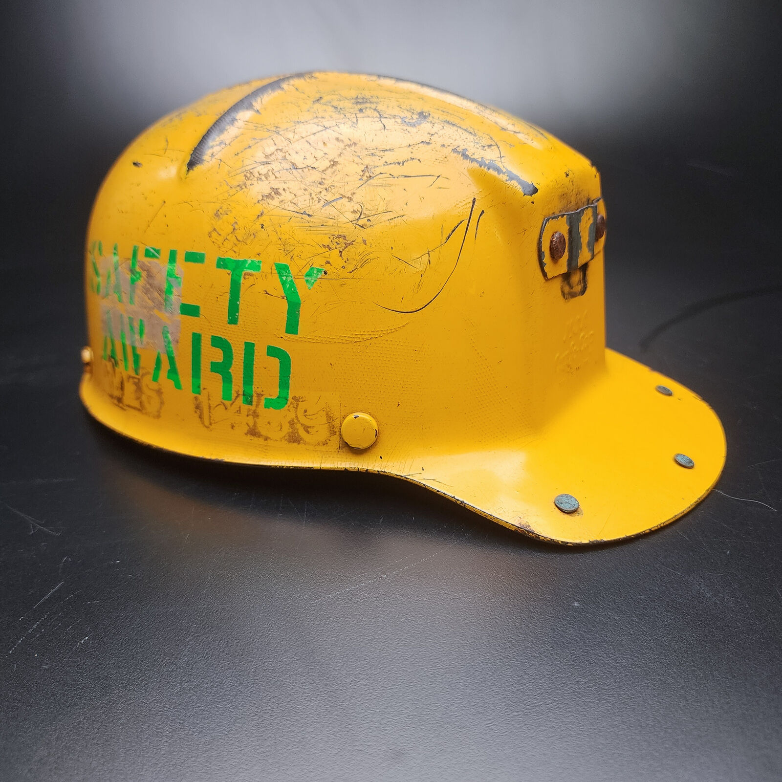Vintage Yellow MSA Comfo Cap Miners Hat Helmet Tiger Stripe Low Vein ???