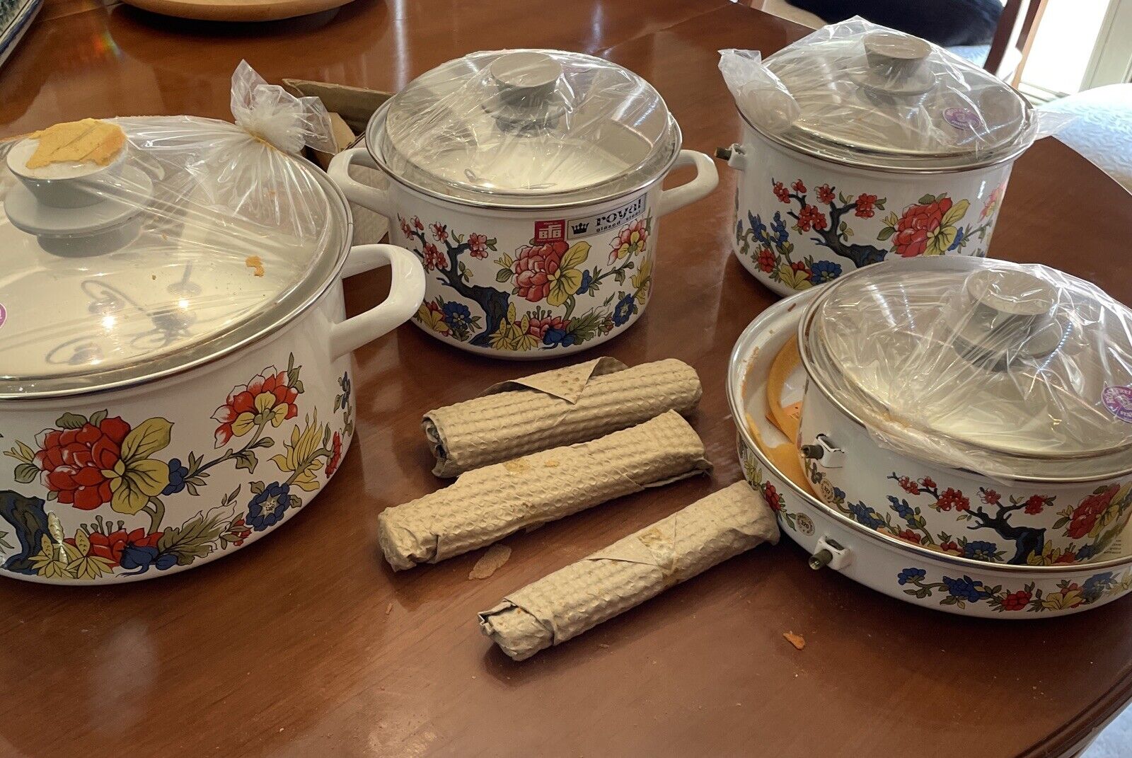 German Enamelware Pots And Pans NIB Vintage 9 Piece Set Rostfrei BFB Unused