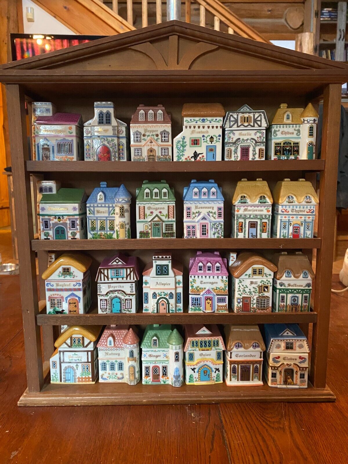 Lenox Canterbury Crossings 1994 24 Spice Jars + Wall Display Rack COMPLETE Set