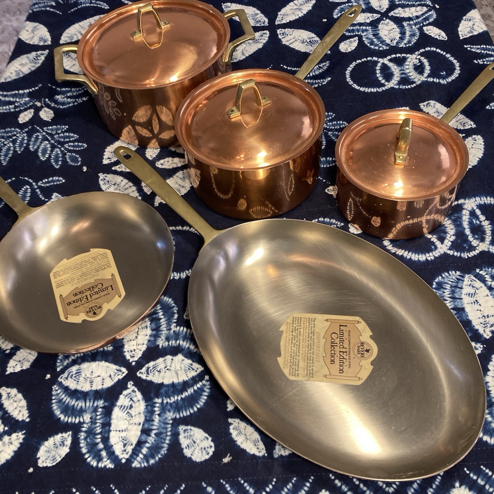Vintage Revere Ware Solid Copper Stainless Stl 1776-1976 Limited Edition 5-Piece