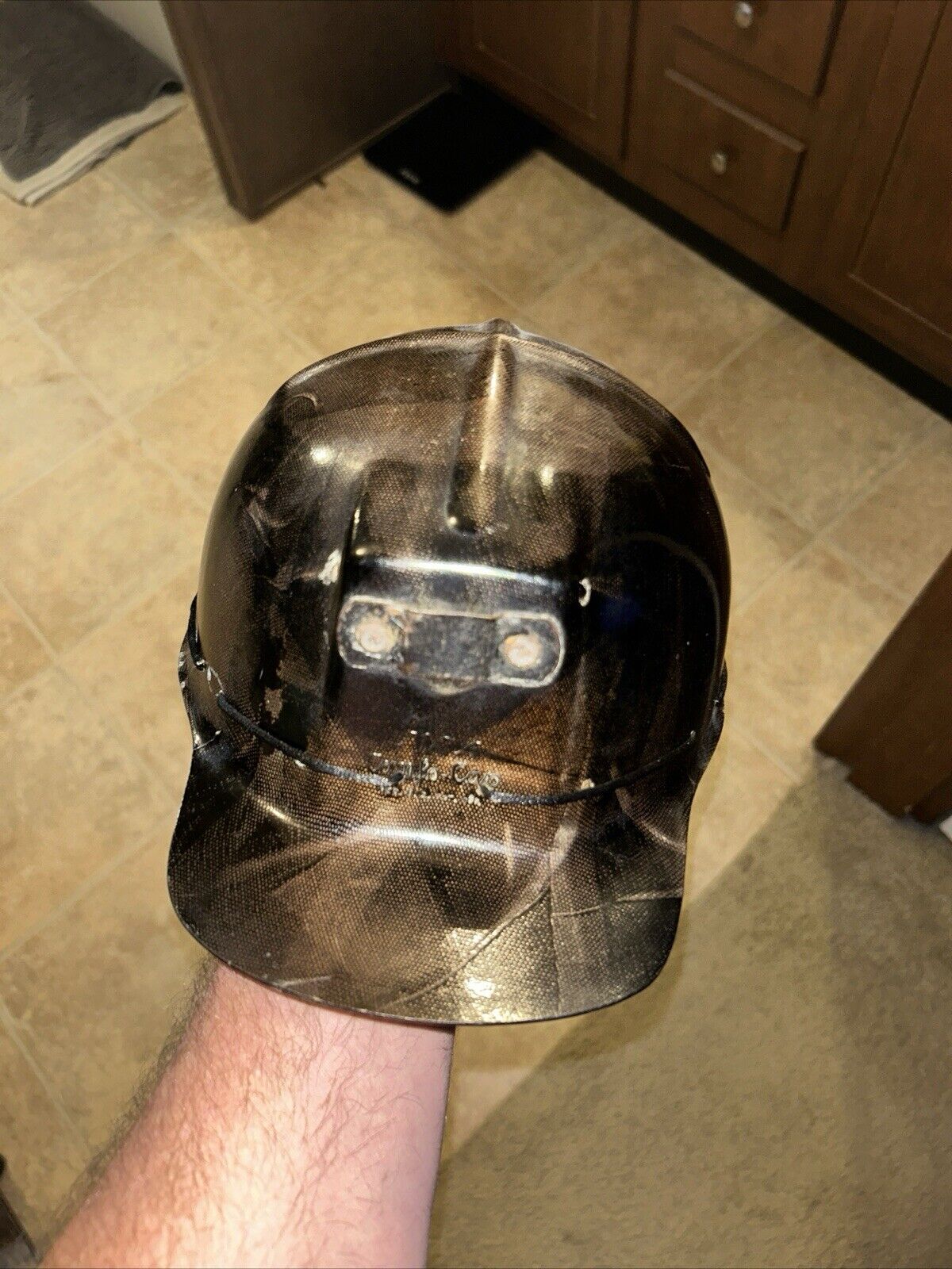 Nice Vintage MSA Comfo-Cap Tiger Stripe Low Vein Mining Miners Helmet Hard Hat