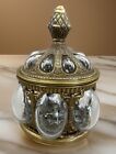 Vintage Hand Blown Bubble Glass Brass Apothecary Trinket Jar India