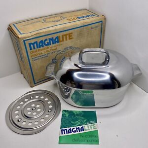 Vtg Wagner Ware MAGNALITE GHC 4 1/2 Qt 4263 Aluminum Oval Roasterette Lid Clean