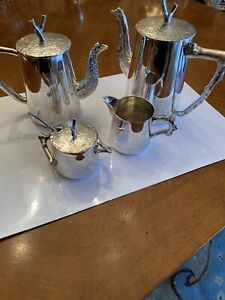 Vintage - Never Used Michael Aram Twig Silverplate Tea & Coffee Set - 5 Piece