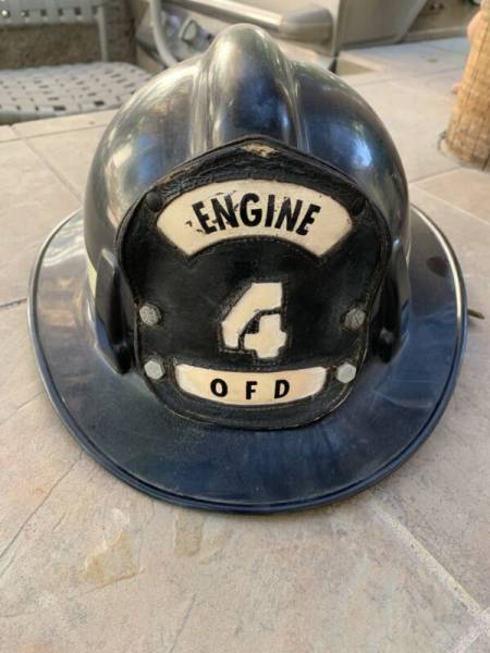 Vtg OFD Fire Department Fireman Helmet Hat Ontario fire department