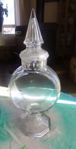 ANTIQUE BANJO 13.5" APOTHECARY DRUG STORE CANDY JAR W/ GROUND LID & STOPPER EX+