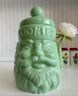 Vintage Jadite Santa Cookie Jar By Cracker Barrel w Original Stickers, RARE