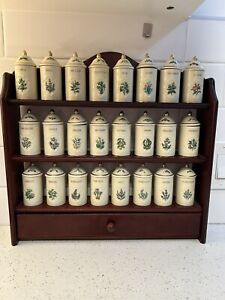 Lenox Spice Garden Spice Jars and Wood Rack, Vintage 1993